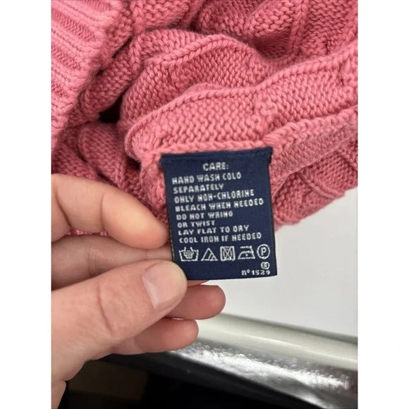 RALPH LAUREN Sport Women's Summer PINK CABLE KNIT V NECK SWEATER NWT Medium - Picture 6 of 8
